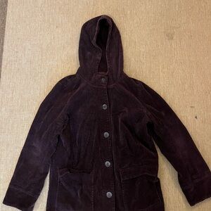 J. Jill Dark Plum Corduroy Hooded Pea Coat